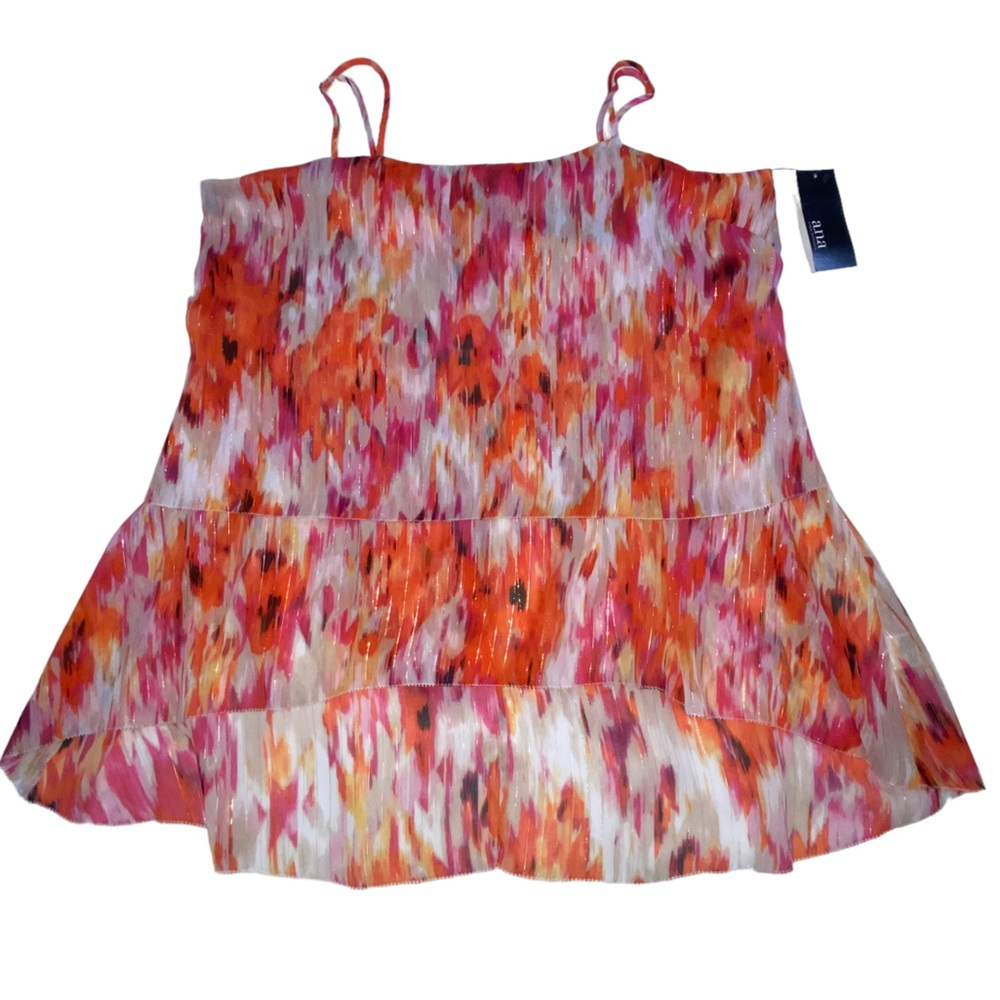 ANA Ikat Golden Poppy Sheer Tiered Strappy Multi Color Top Women’s Large NWT - Picture 11 of 15